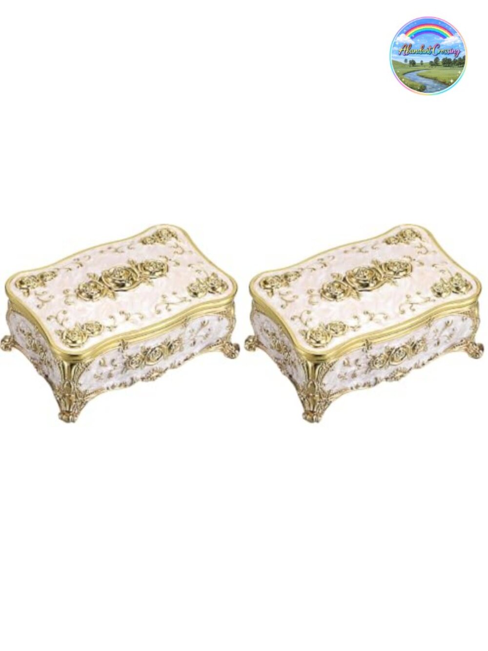 Vintage Gold Trinket Jewelry Box Zinc Alloy Magnetic Keepsake Organizer